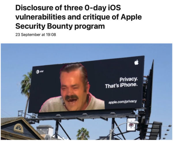 披露三个月的IOS脆弱性和批判苹果安全赏金计划