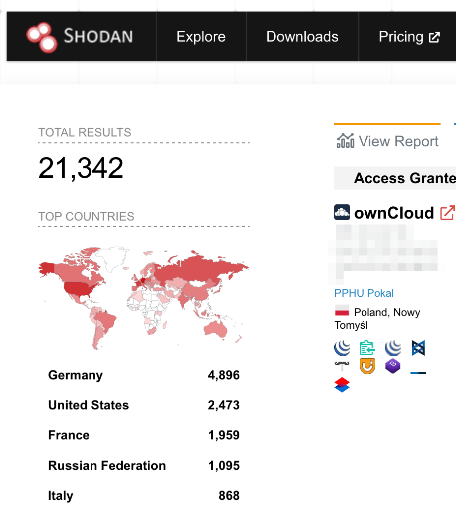 Shodan搜索结果显示超过21,000实例